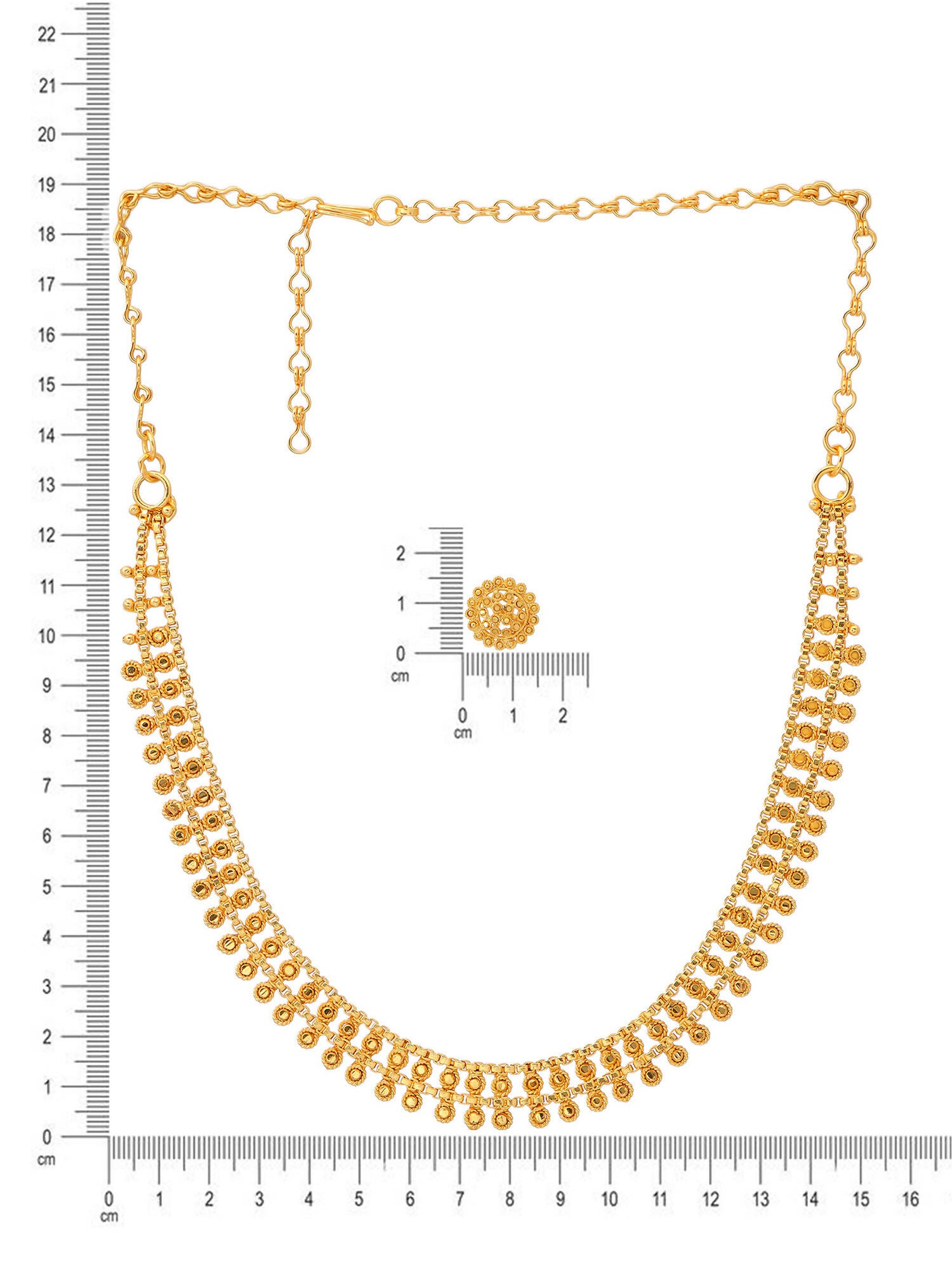 Ruby Raang Golden Necklace with Studs - Dista