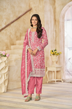 Thumbnail for Anaita Pink Organza Crush Stitched Suit with Embroidery Work - Distacart