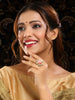 Ruby Raang Gold Polished Peach Kundan Cocktail Ring - Dista