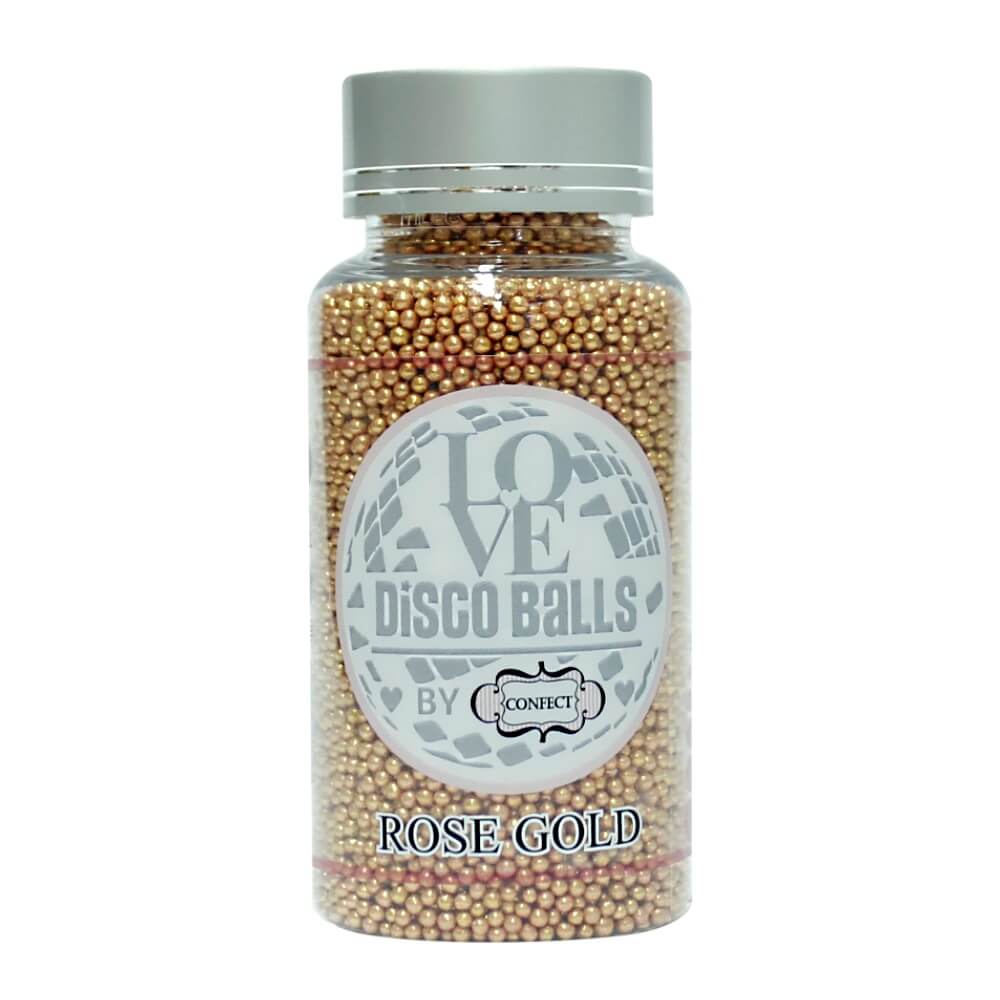 confect rose gold disco balls sprinkles 2 mm 120 gms