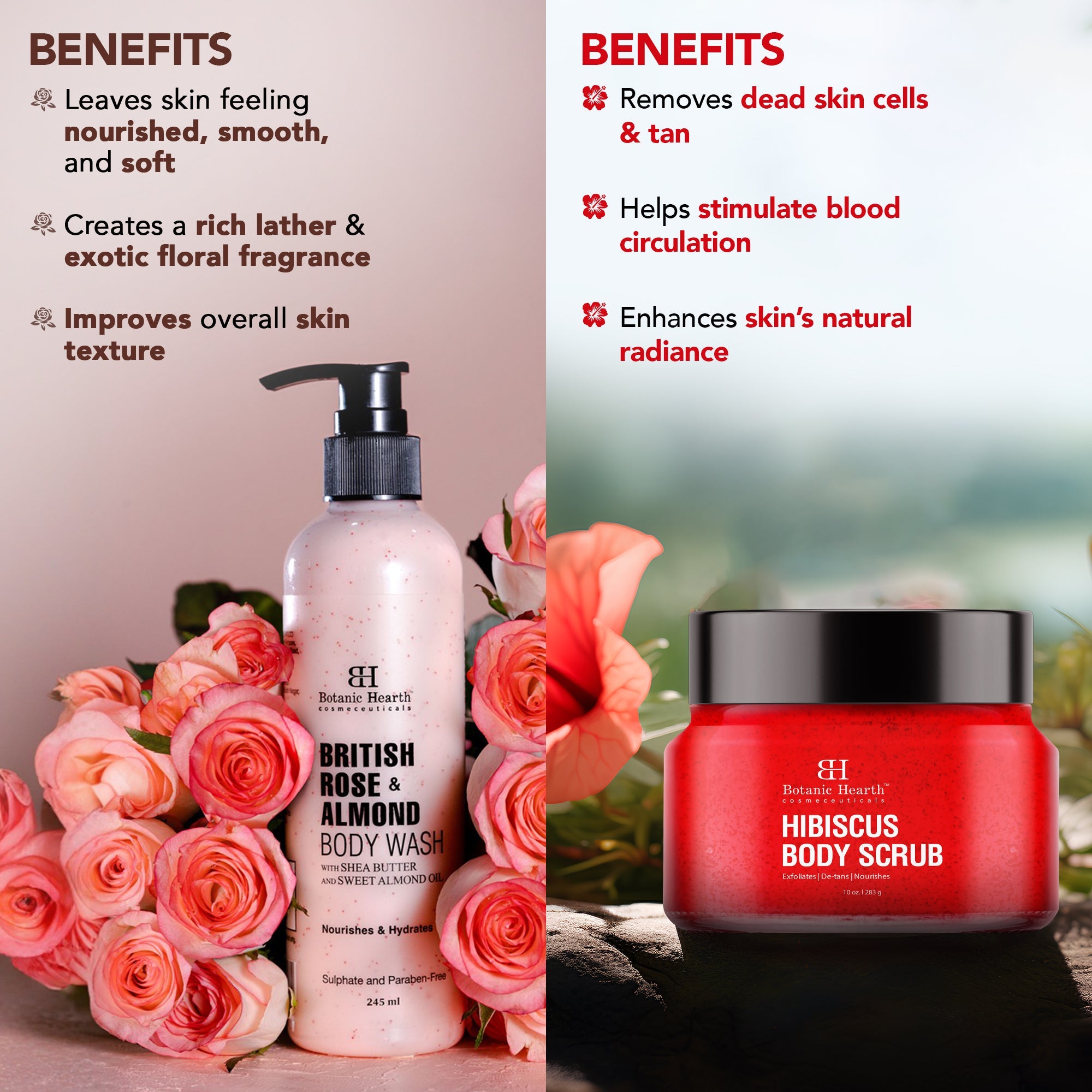 Botanic Hearth British Rose & Almond Body Wash - Distacart