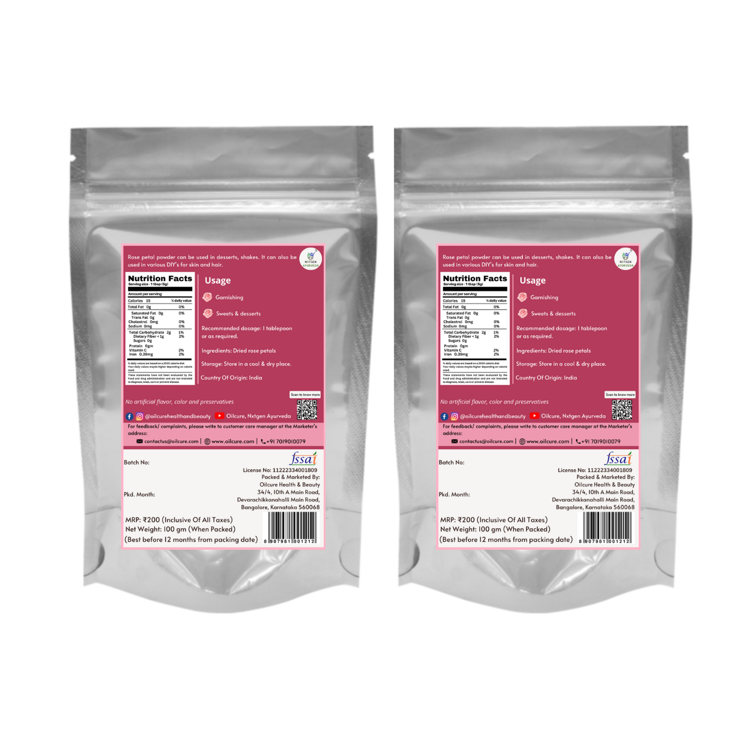 Nxtgen Ayurveda Rose Petal Powder - Distacart