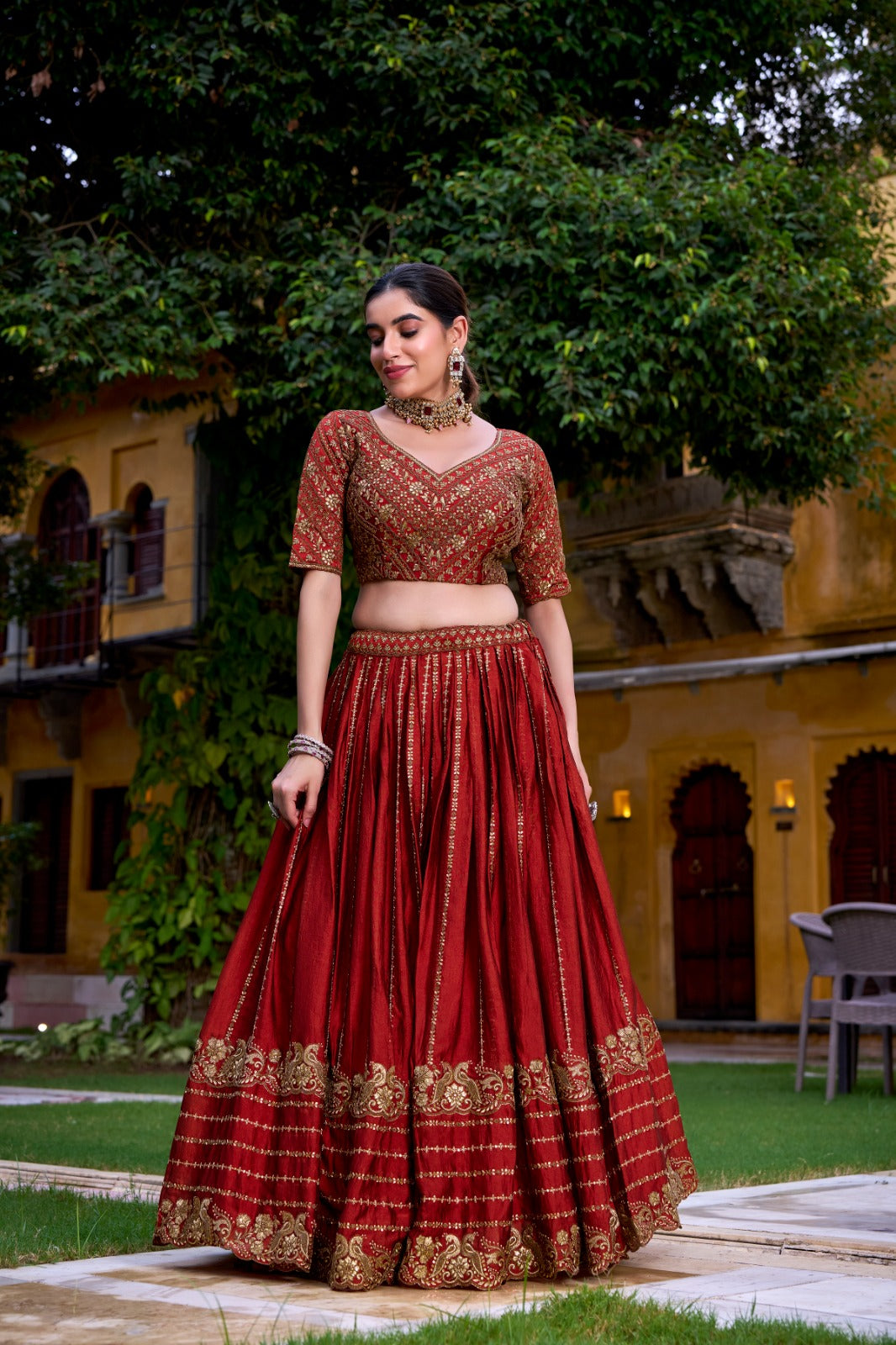 Lorenvalley Fashion Orange Rangoli Crush Sequins and Thread Embroidery Work Lehenga Choli with Dupatta