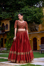 Thumbnail for Lorenvalley Fashion Orange Rangoli Crush Sequins and Thread Embroidery Work Lehenga Choli with Dupatta