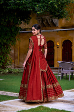 Thumbnail for Lorenvalley Fashion Orange Rangoli Crush Sequins and Thread Embroidery Work Lehenga Choli with Dupatta
