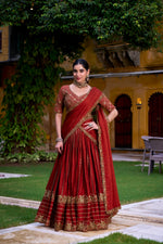 Thumbnail for Lorenvalley Fashion Orange Rangoli Crush Sequins and Thread Embroidery Work Lehenga Choli with Dupatta