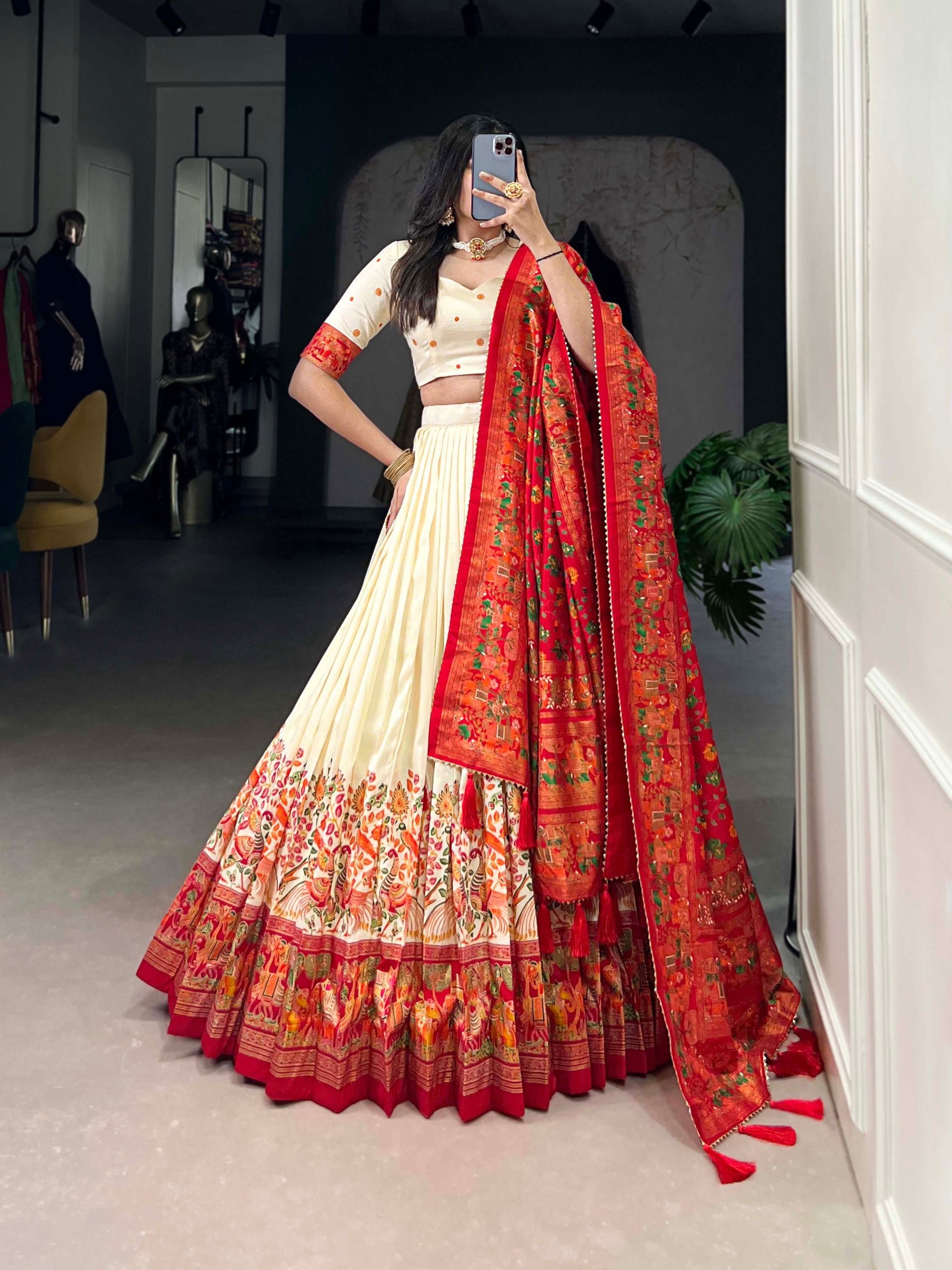 Lehenga Mart Designer Wedding Lehenga Choli For Women - Off White - Distacart