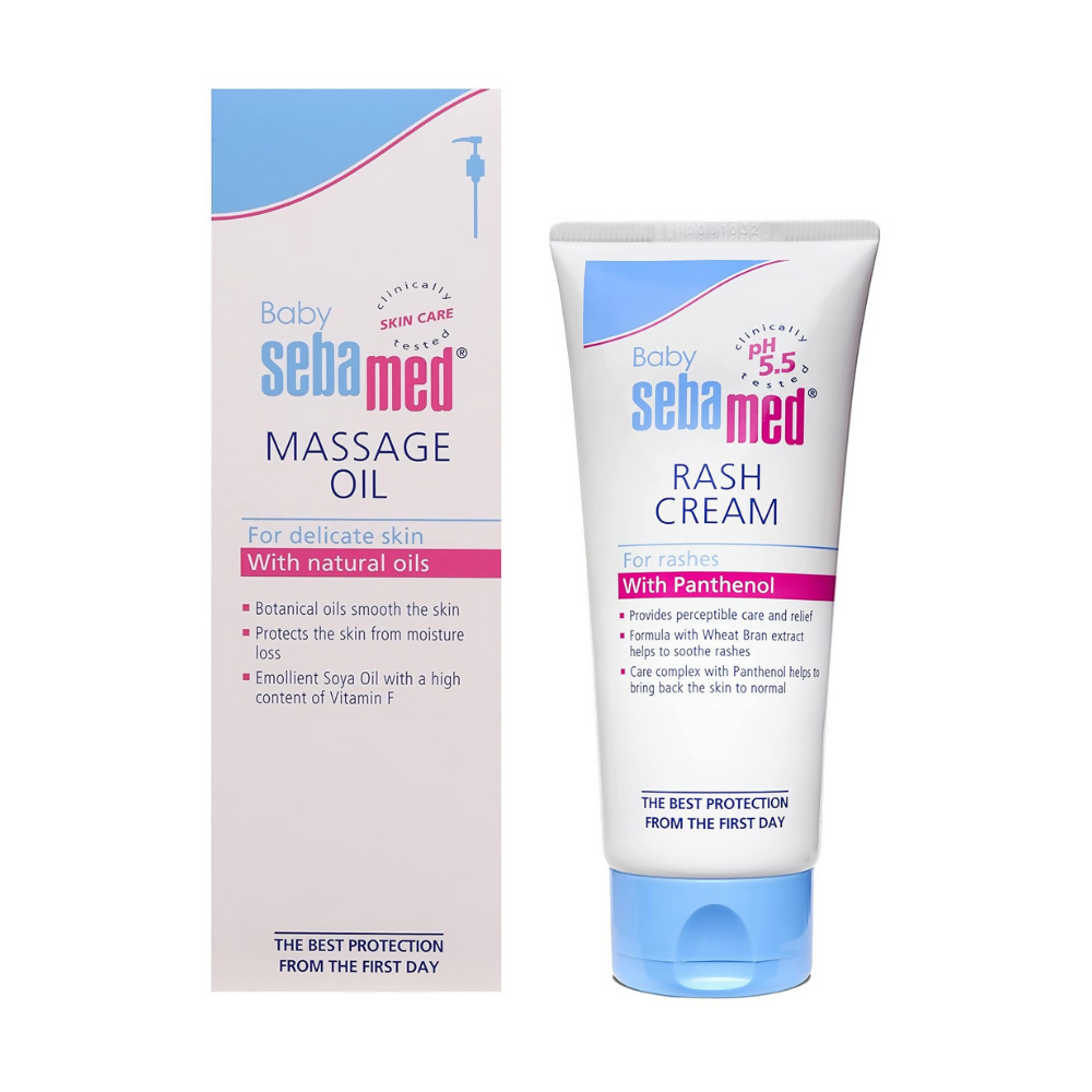 SebaMed Baby Rash Cream 100ml & Baby Massage Oil 150ml Combo - Distacart