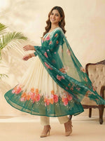 Thumbnail for Teeya Creation Womens New Fancy Fox Georgette Heavy Quality Fabric With Handwork Teal Gown Set - Dista