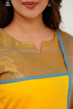 Thumbnail for Divine Drape Women's Cotton Printed Straight Kurta With Dupatta - Yellow