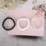 Thumbnail for NVR Men & Women Transparent & White & Black Marbel Crystal Elasticated Bracelet - Distacart