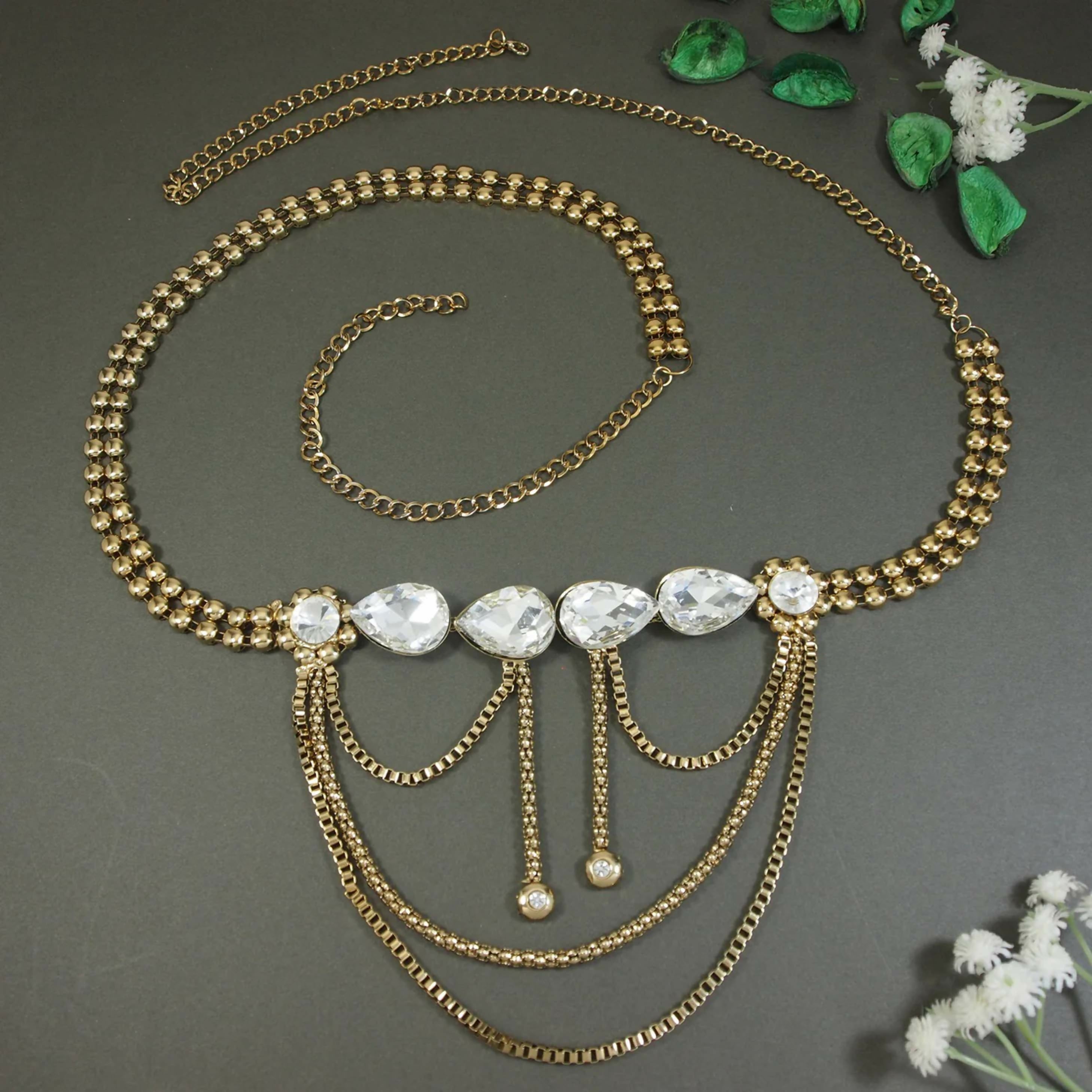 Joban Fashion Gold Zinc Alloy Waist Chain For Women