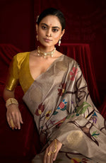 Thumbnail for Joban Fashion Multi Color Soft Silk Weaving Fabric With Digital Jamdani Print With Jacquard Rich Pallu & Blouse With Spring Tassels