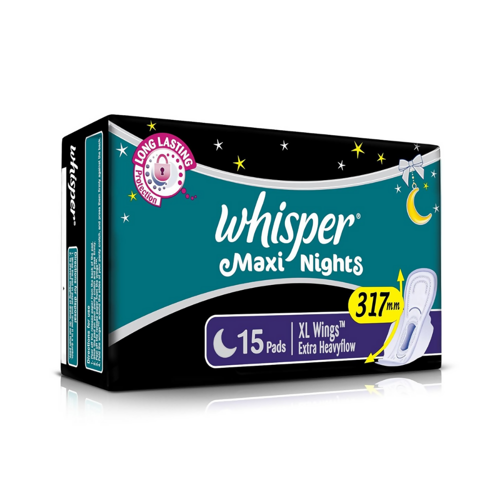 Whisper Maxi Nights Sanitary Pads for Women, XL - Distacart