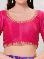 Thumbnail for Joban Fashion Women Silk Dark-Pink Stitched Blouse - Distacart
