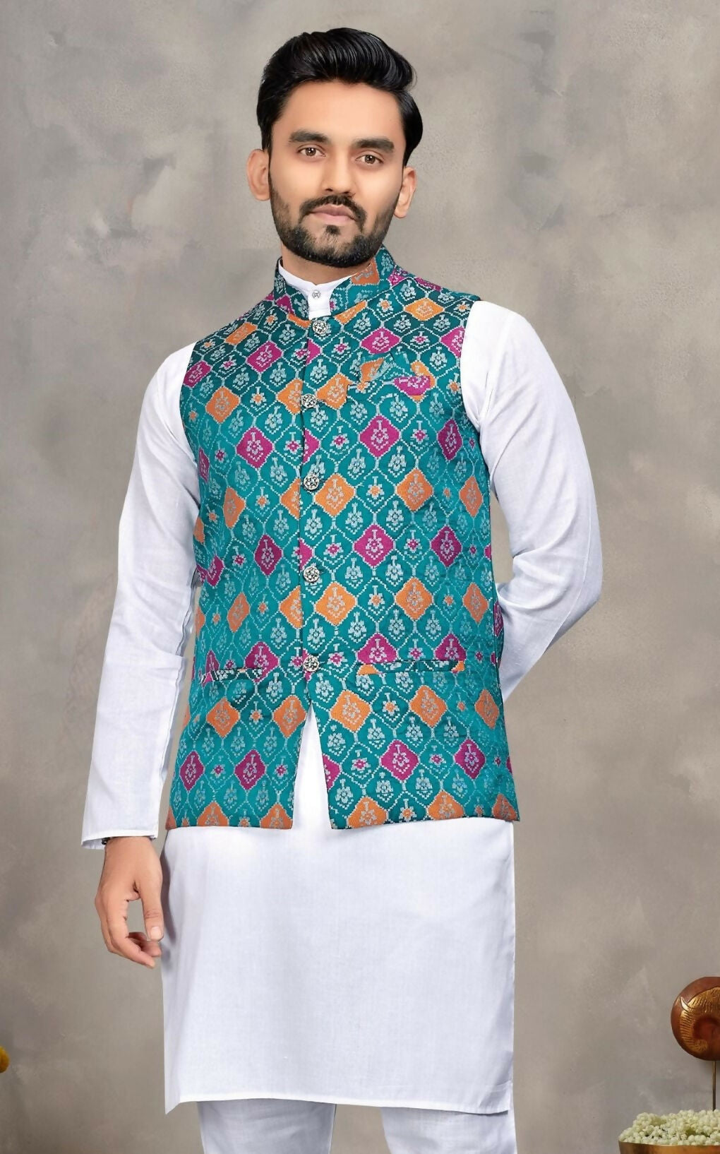 Anaita Blue Cotton Straight Kurta Pajama & Kurta With Jequard Work - Distacart