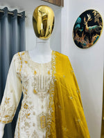 Thumbnail for Teeya Creation White Color Chinon Silk Party Wear Trending Palazzo Set - Distacart