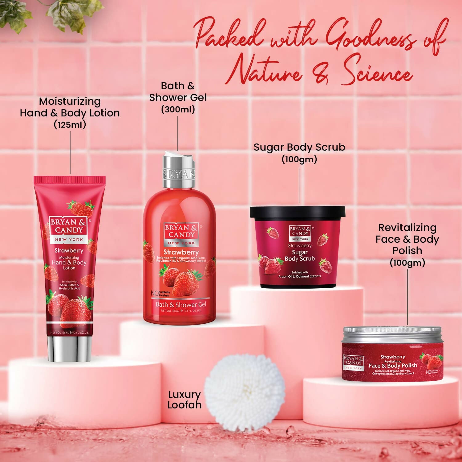 Bryan & Candy Strawberry Bath Tub Kit Gift Set For Women & Men - Distacart