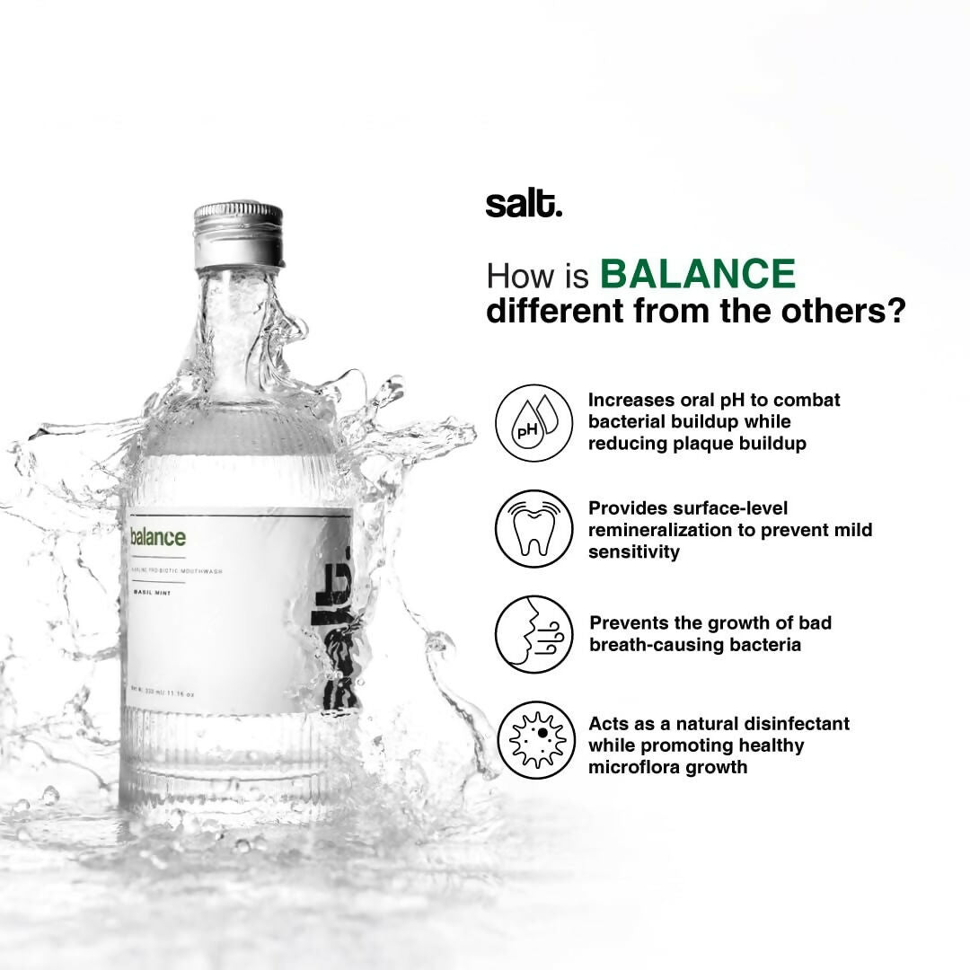 Salt. Oral Care Balance Mouthwash Natural Alkaline Probiotic Mouthwash with Basil Mint - Distacart