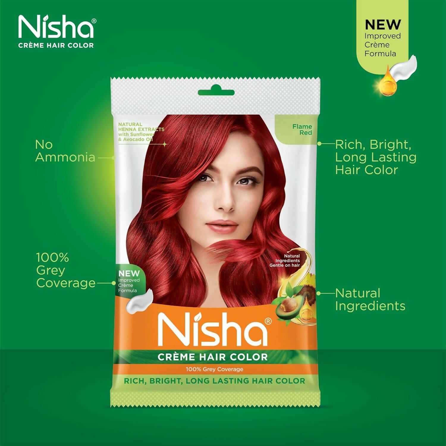 Nisha Creme Hair Color for Women & Men - Flame Red - Distacart