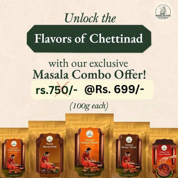 Narchuvai Foods Flavors of Chettinad Combo (Chettinad Sambar Masala + Karaikudi Curry Masala + Dindugul Biryani Masala + Fish Curry Masala + Patti's Rasam Podi) - Distacart