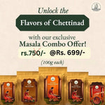 Thumbnail for Narchuvai Foods Flavors of Chettinad Combo (Chettinad Sambar Masala + Karaikudi Curry Masala + Dindugul Biryani Masala + Fish Curry Masala + Patti's Rasam Podi) - Distacart