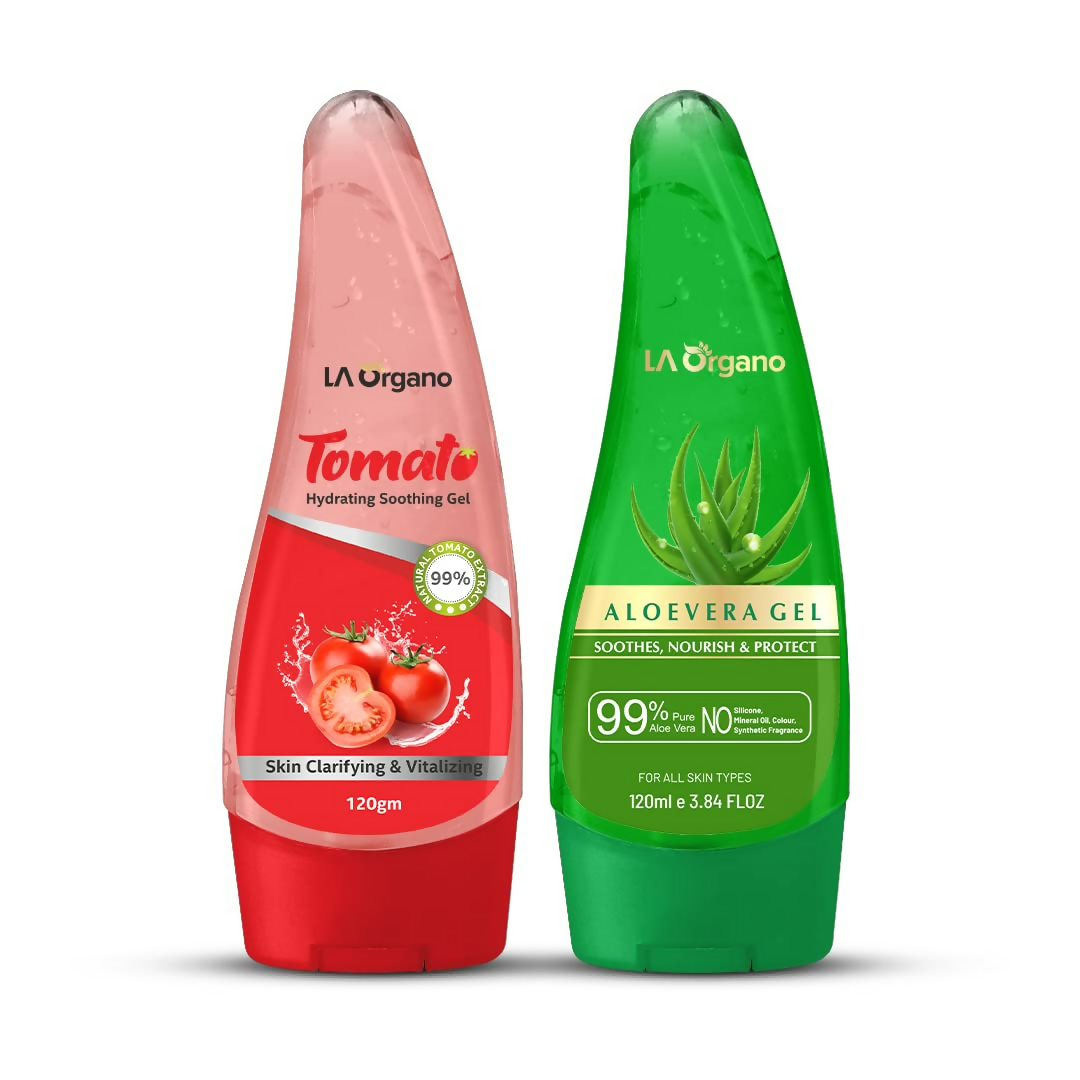 LA Organo Aloevera Gel & Tomato Hydrating Soothing Gel Combo - Distacart