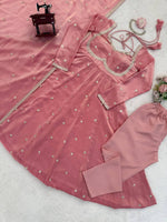 Thumbnail for Prazu Fashion Dusty Rose Pink Fendy Silk Thread Sequence Anarkali Suit