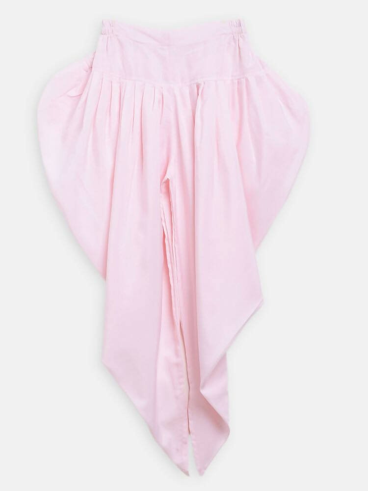 Ahalyaa Pink Polysilk Floral Printed Kids Kurta Dhoti Set For Girls - Distacart