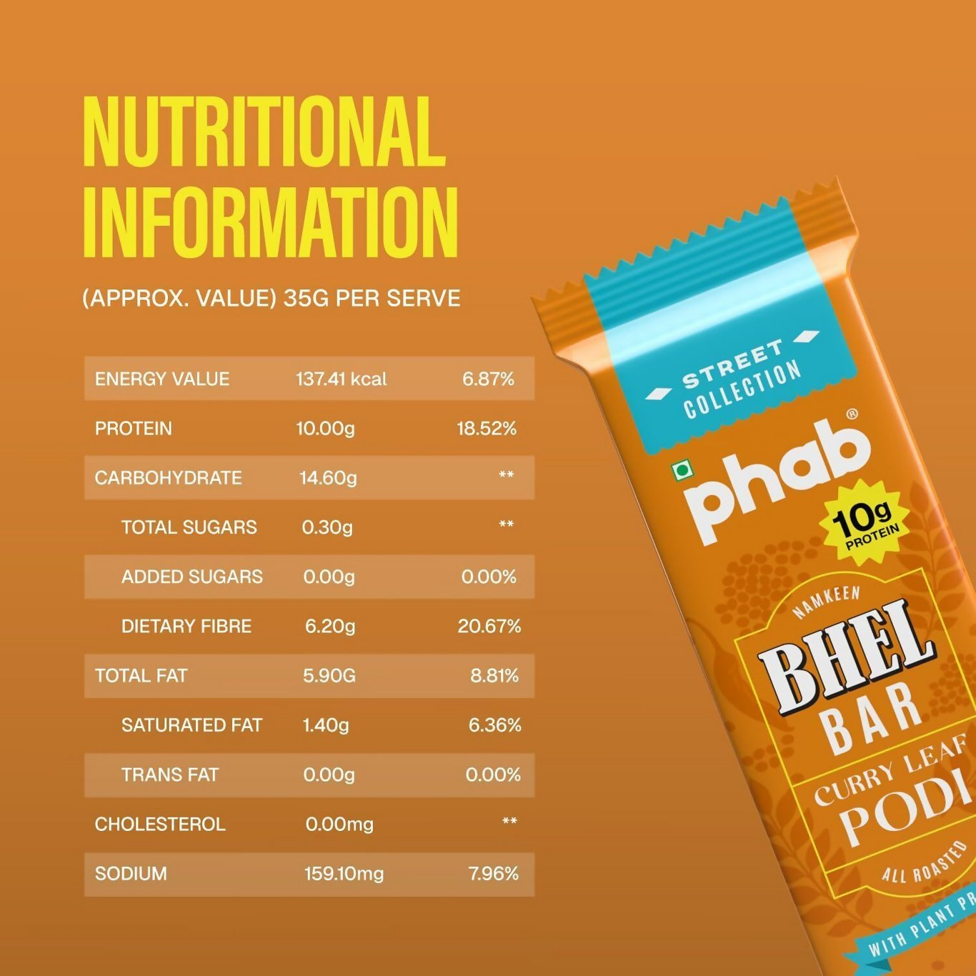 Phab Curry Podi Leaf Protein Bars - Dista