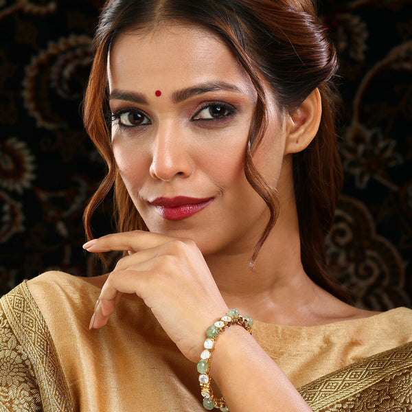 Ruby Raang 22k Gold Polished Kundan Bangle