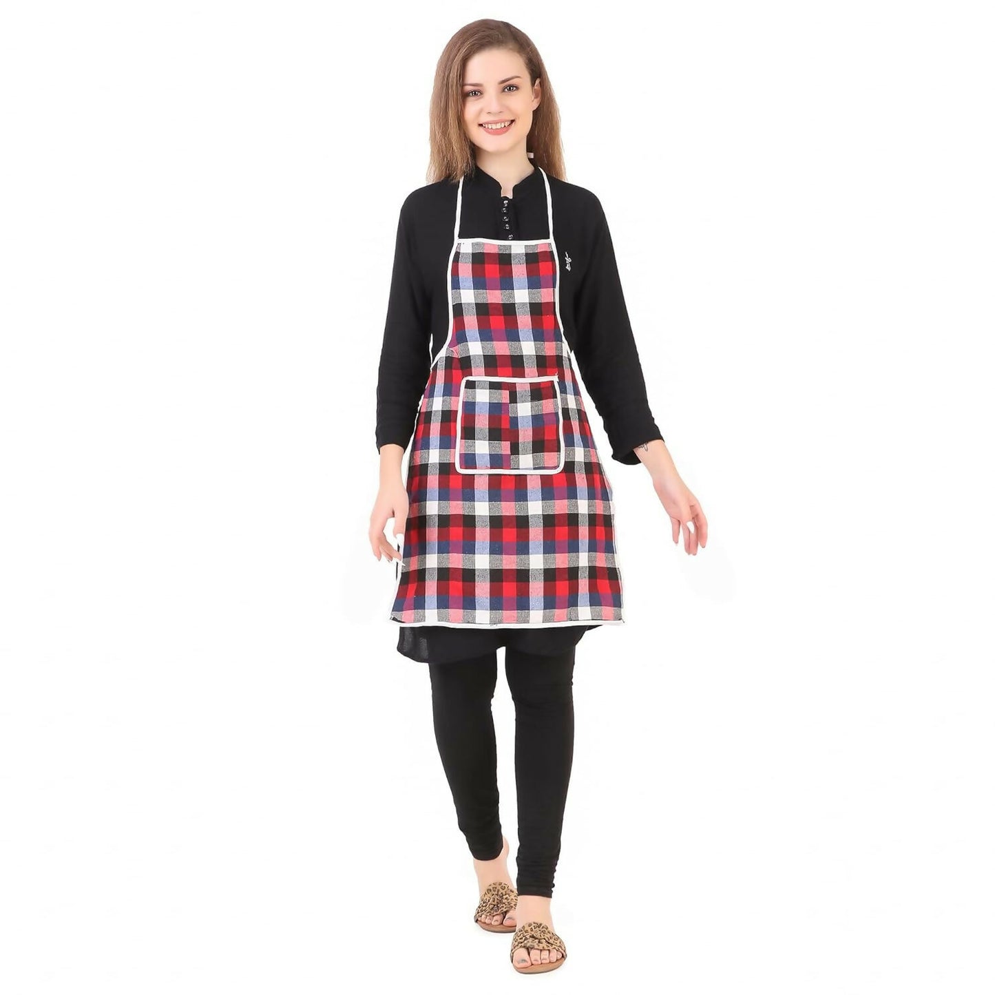 Glun Waterproof Cotton Kitchen Apron With Front Pocket-Multicolour (Pack of 2) - Dista
