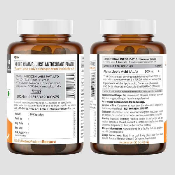As-It-Is Atom Ala (Alpha Lipoic Acid) Veg Capsules