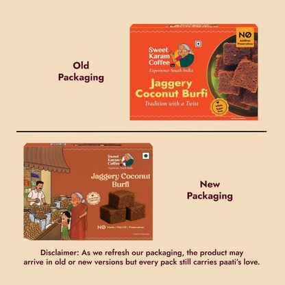 Sweet Karam Coffee Jaggery Coconut Burfi - Distacart