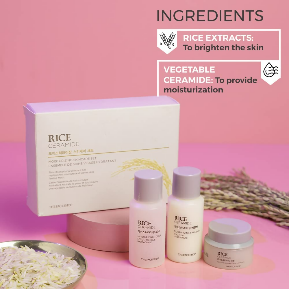 The Face Shop Rice & Ceramide Moisturizing Skincare Set Kit - Distacart