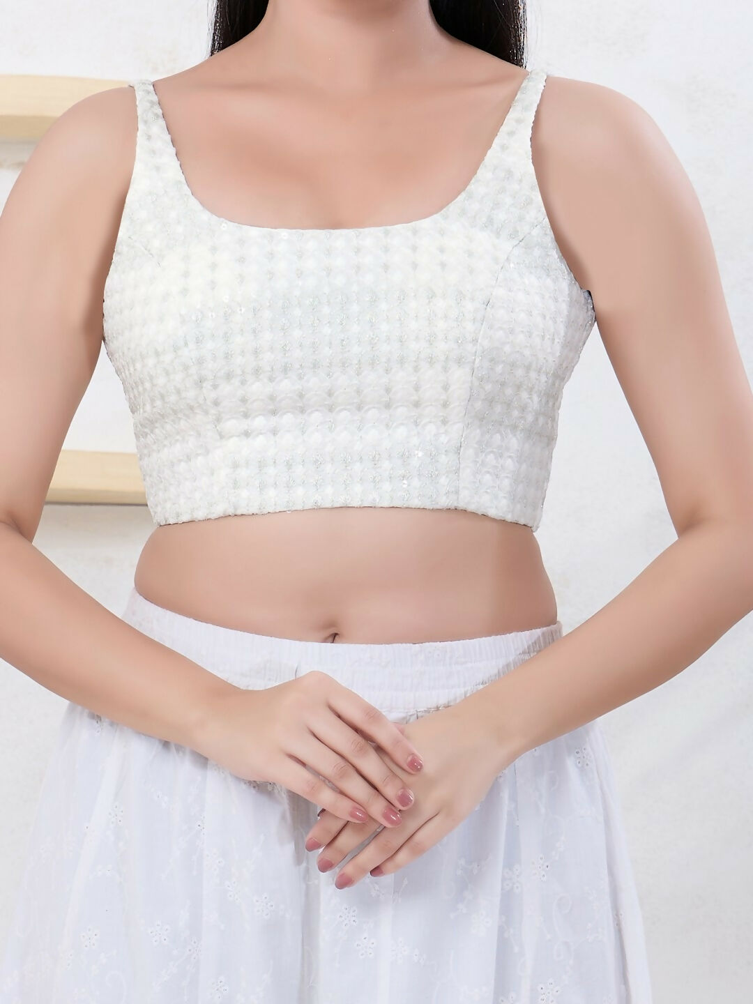 Joban Fashion Silver Shift Sleeveless Back Open Blouse