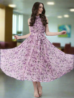 Thumbnail for Souchii Lavender Floral Chiffon Dress -Souchii