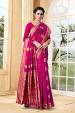 Thumbnail for Vedant Vastram Litchi Silk Designer Banarasi Saree - Magenta - Distacart