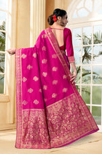 Thumbnail for Vedant Vastram Litchi Silk Designer Banarasi Saree - Magenta - Distacart