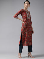 Thumbnail for Yufta Rust Thread Work Dupatta Set - Distacart