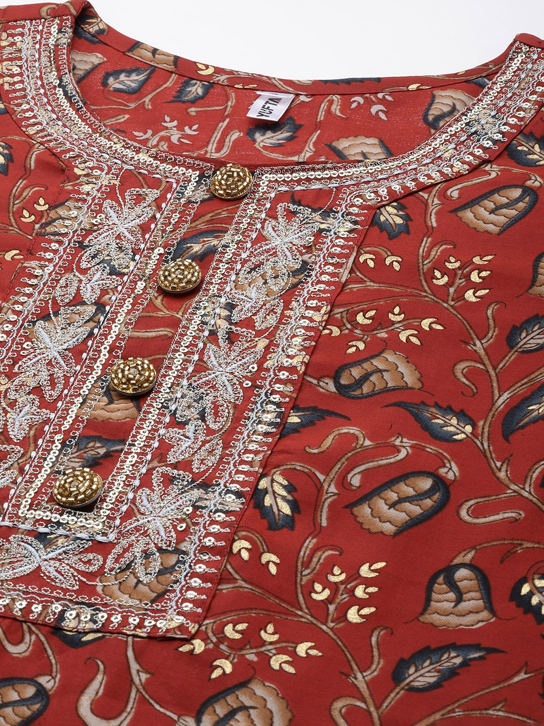 Yufta Rust Thread Work Dupatta Set - Distacart