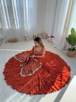 Thumbnail for Lorenvalley Rust Faux Georgette Layer Gathering Anarkali Pant With Dupatta Set - Distacart