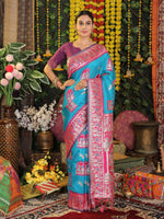 Thumbnail for Astita Silk Sky Blue Saree