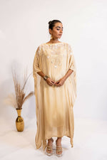 Thumbnail for Timaraa Champagne Glow Hand-Embellished Georgette Kaftan Dress - Dista