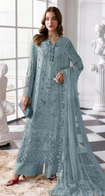Thumbnail for Anaita Blue Fox Georgette Suit With Khatli & Sequence Work - Distacart
