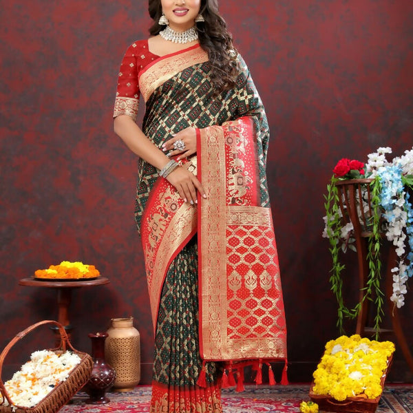 Vastranavya Black Soft Patola Silk With Meenakari Weaving Motifs And Rich Zari Weaving Pallu Saree With Matching Blouse Fabric - Distacart