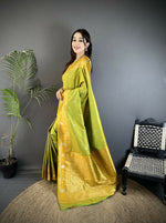 Thumbnail for Joban Fashion Light Green Banarasi Soft Silk Woven Saree