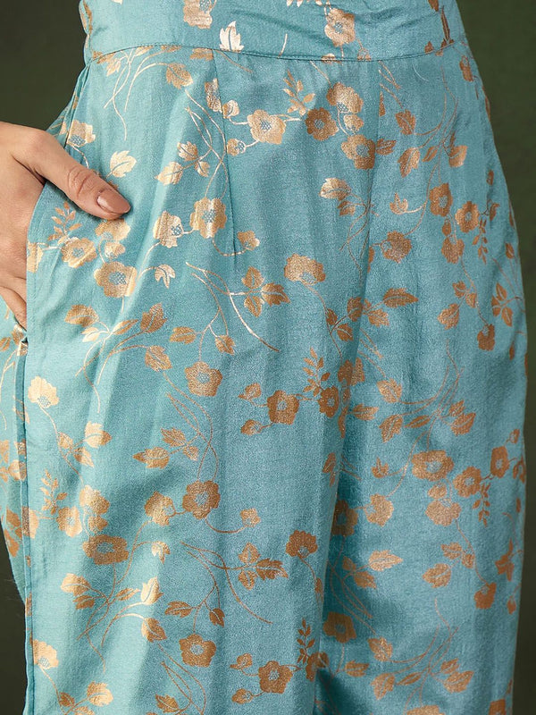 Sangria Woven Design Kurta & Palazzo With Dupatta