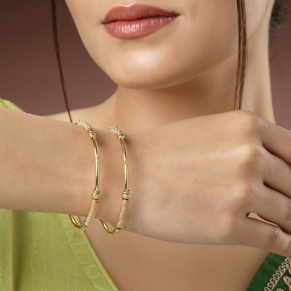 NVR Women's Set of 2 Gold-Plated Handcrafted Traditional Bangles - Distacart
