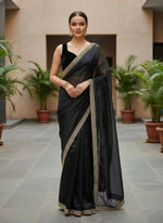 Thumbnail for Joban Fashion Black Soft twill Net Party Wear Sarees - Distacart